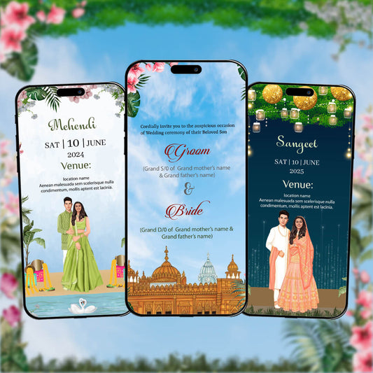 Sikh Wedding Invitation Video | Pink Floral Delight Theme | AI-1294