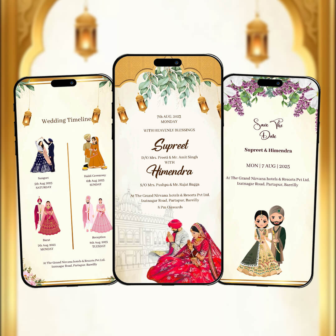 Sikh Wedding Invitation Video | Modern Elegance | AI-1322
