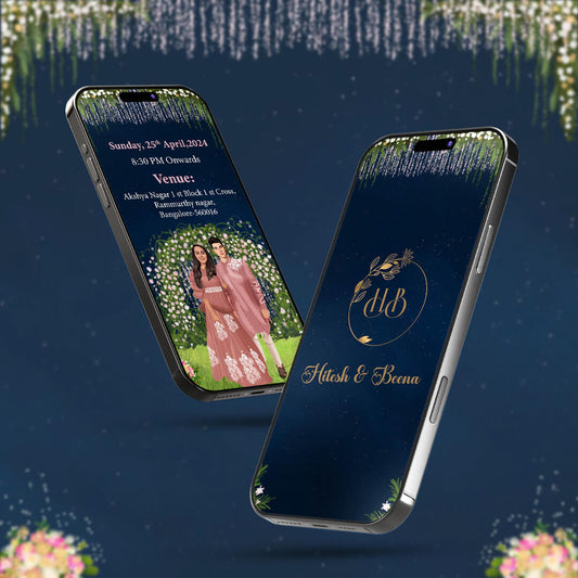 Engagement & Ring Ceremony Video Invitation | Blue Theme | AI-1117