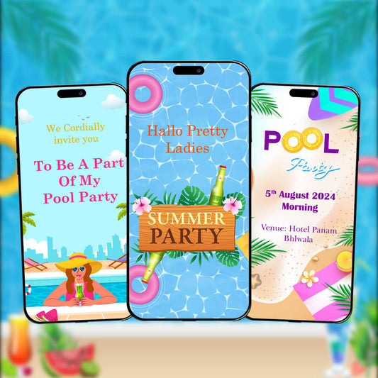Pool Party Invitation Video | Blue Style | AI-1179