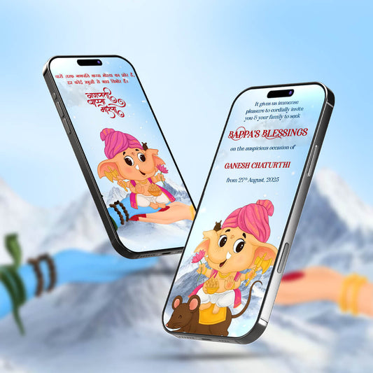 Ganesh Chaturthi Invitation Video | Blue-Themed | AI-1493