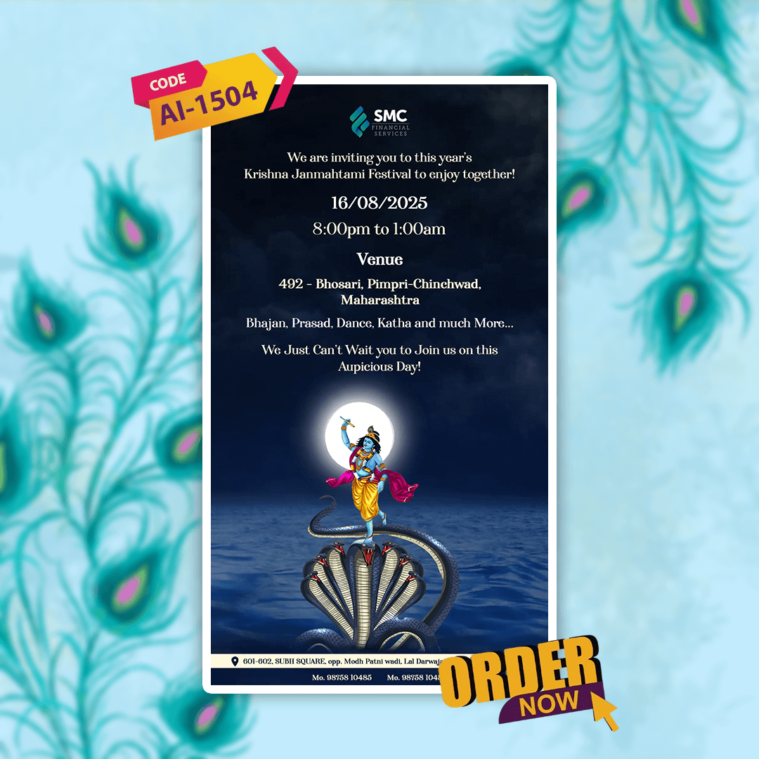 Krishna Janmashtami Festival with event details and SMC logo.