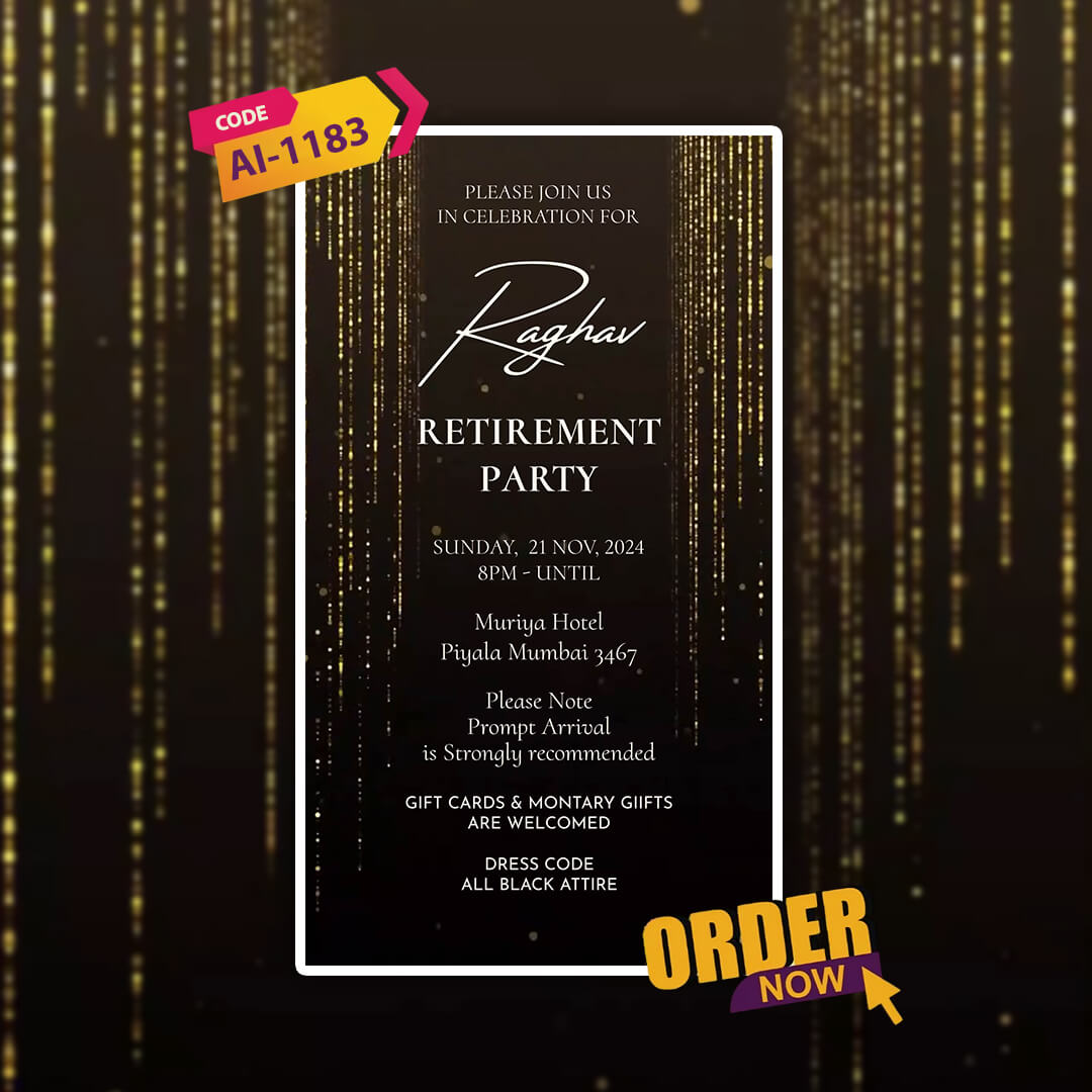 Retirement Party Invitation Video | Elegant Retirement Party |AI-1183