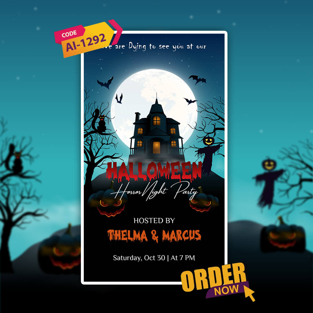 Halloween Party Invitation Video | Creepy Theme | AI-1292
