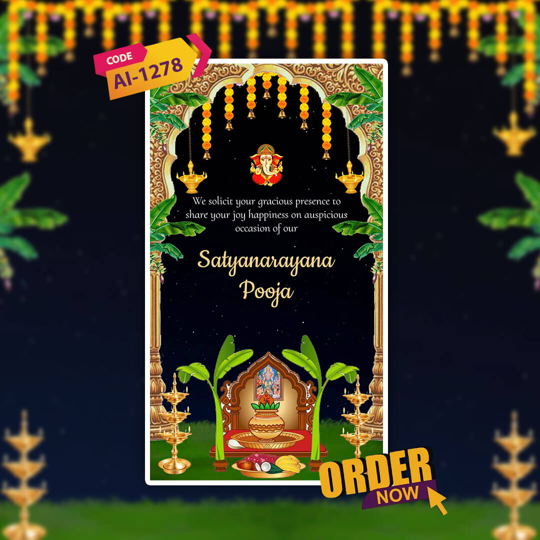 Satyanarayan Katha Invitation Video | Digital Puja Invite| AI-1278