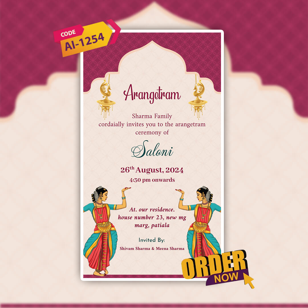 Arangetram Ceremony Invitation Video | Custom HD Invite |AI-1254