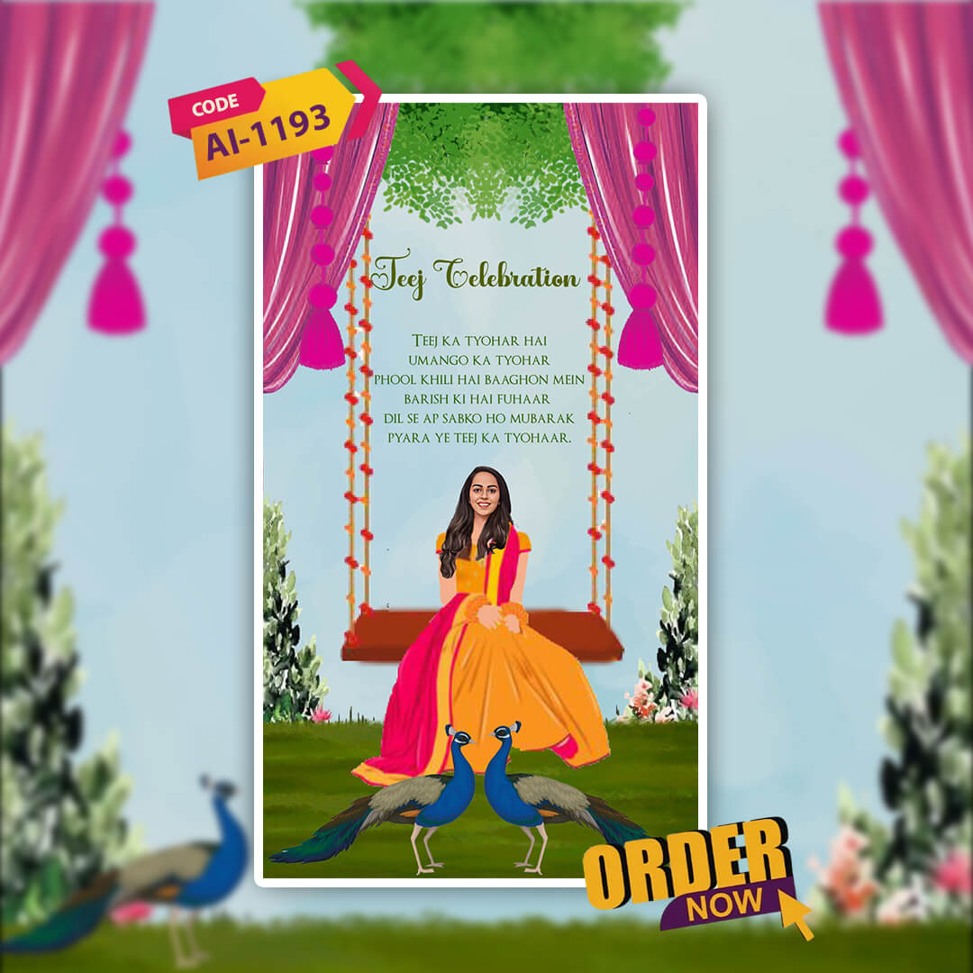 Teej Party Invitation Video | Traditional Elegance | AI-1193