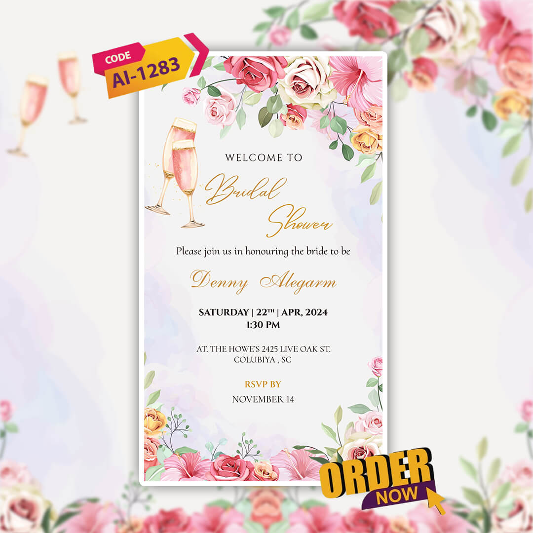 Bridal Shower Invitation Video | Lite Brown Theme | AI-1283