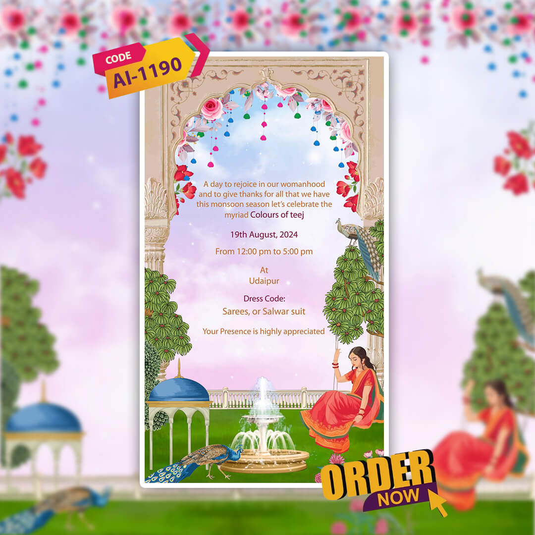Teej Party Invitation Video | Rega Invite | AI-1190