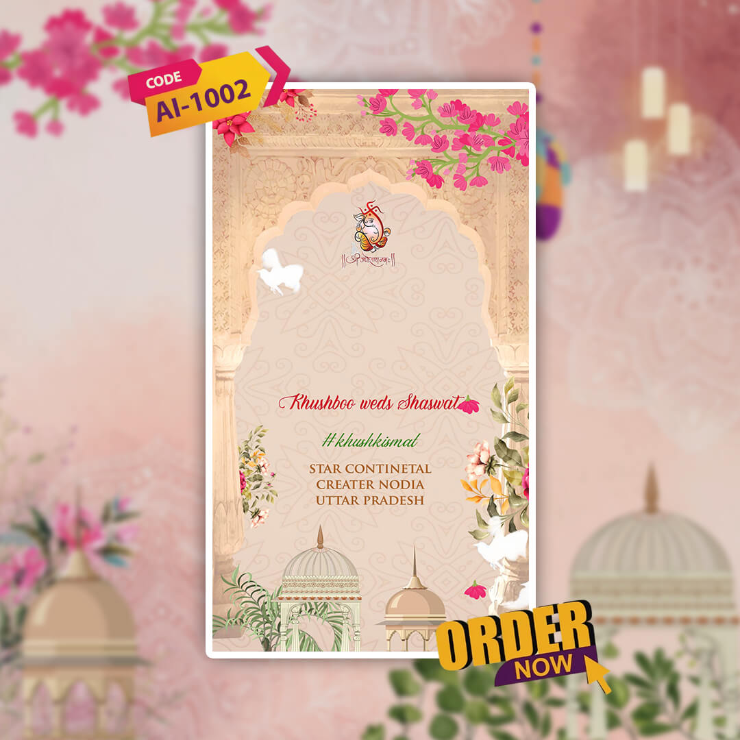 Wedding Video Invitation | blue floral| AI-1002