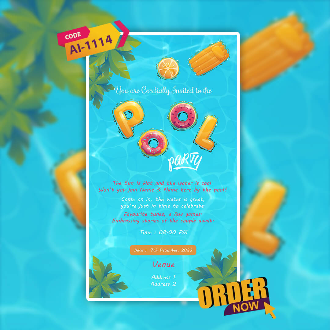 Pool Party Invitation Video | Custom Invite | AI-1114