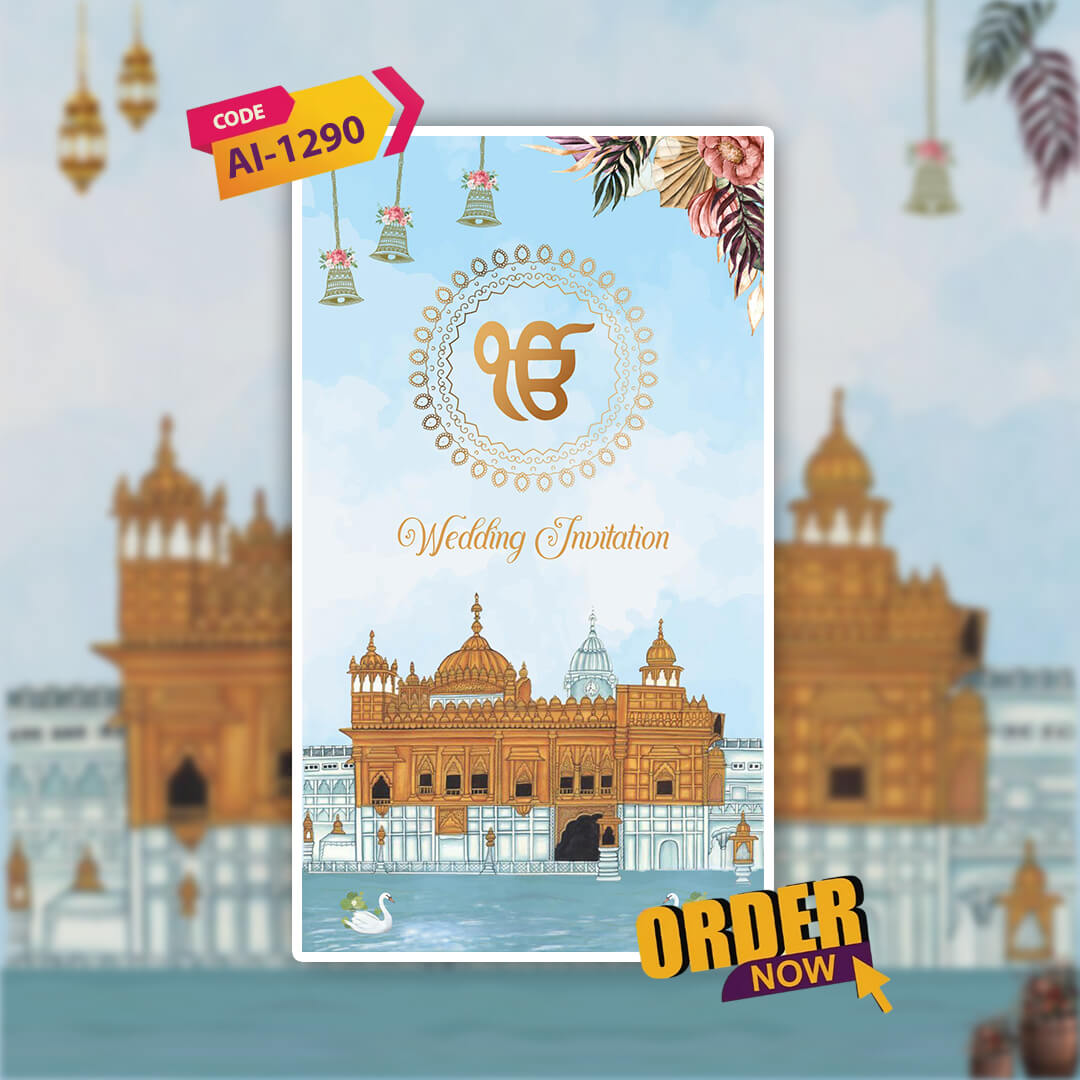 Sikh Wedding Invitation Video | Animated E‑Invite | AI-1290