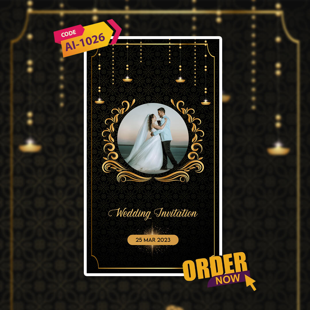 Wedding Video Invitation | Black Themed| AI-1026