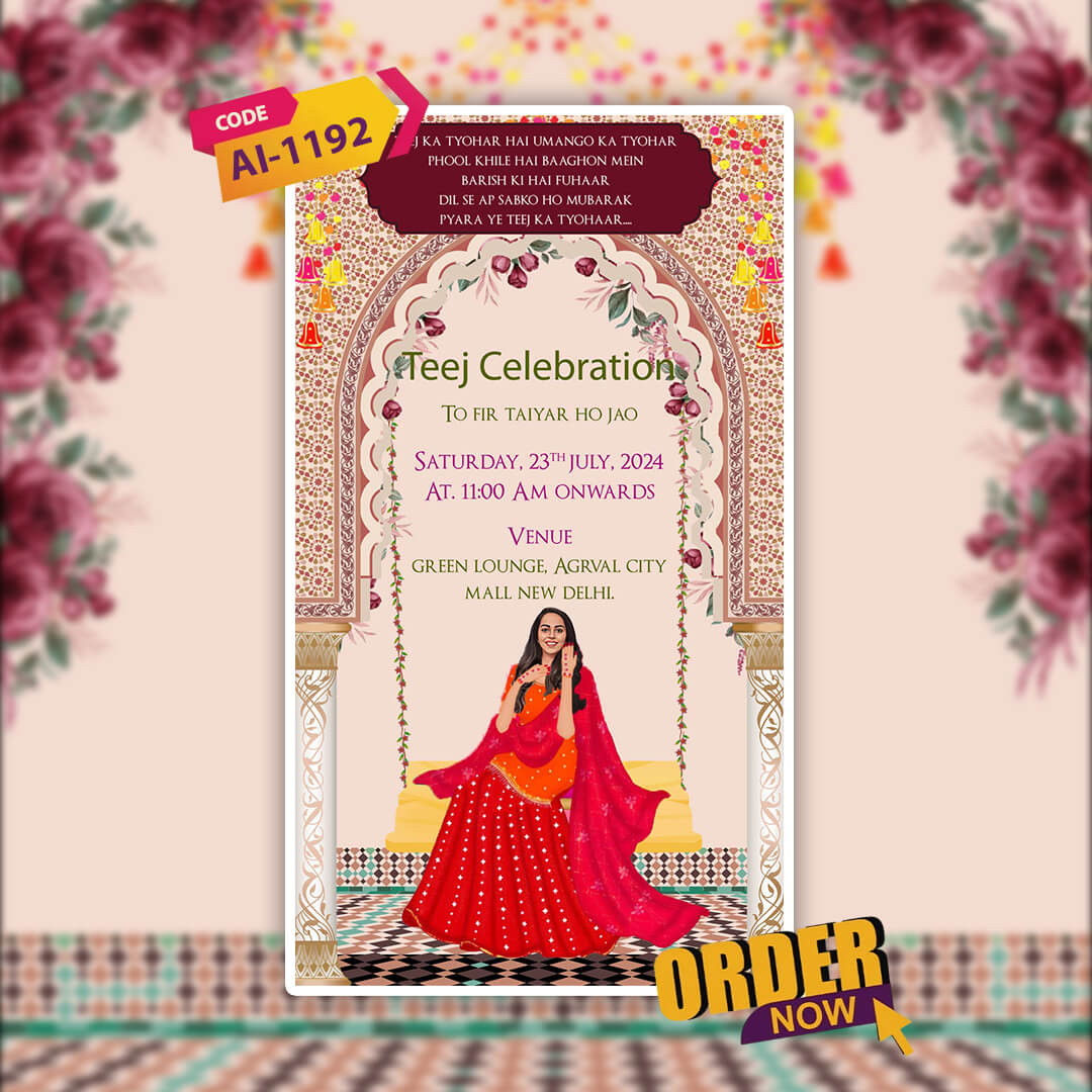 Teej Party Invitation Video | Sacred Celebration | AI-1192