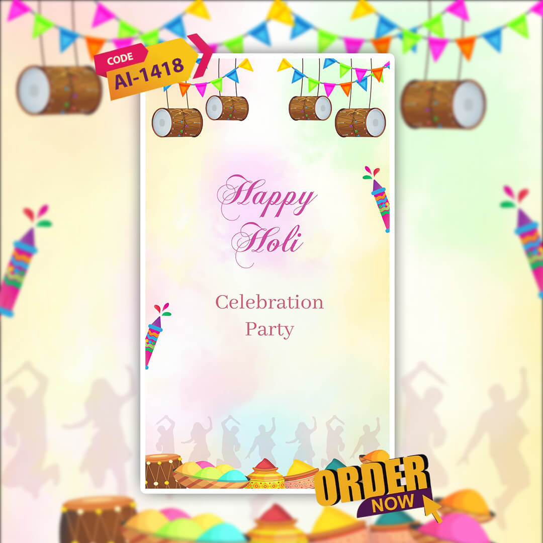 Holi Celebration Party Invitation Video | Elegant Celebration | AI-1418