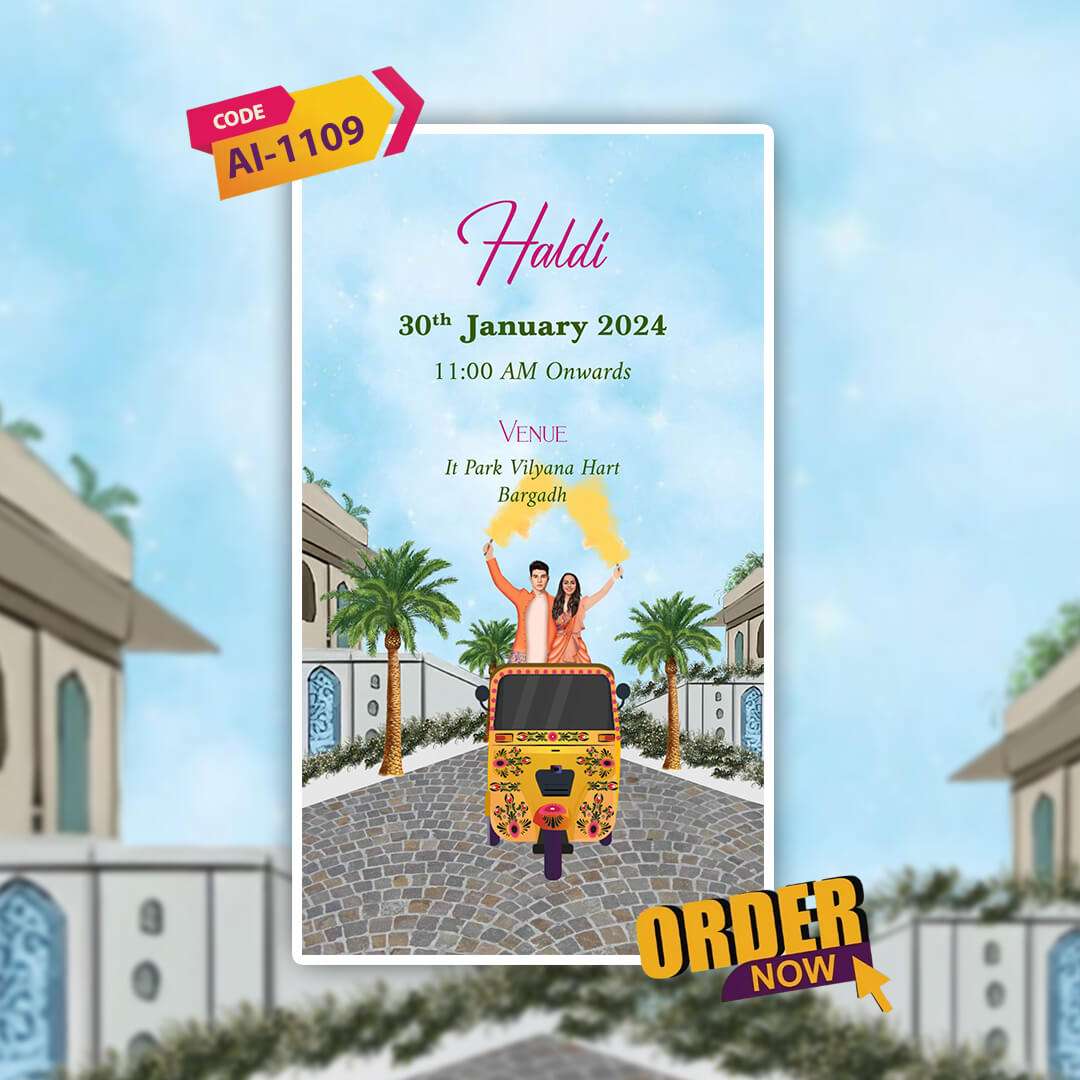Haldi & Mehendi Ceremony Invitation Video | Amusing Theme | AI-1109