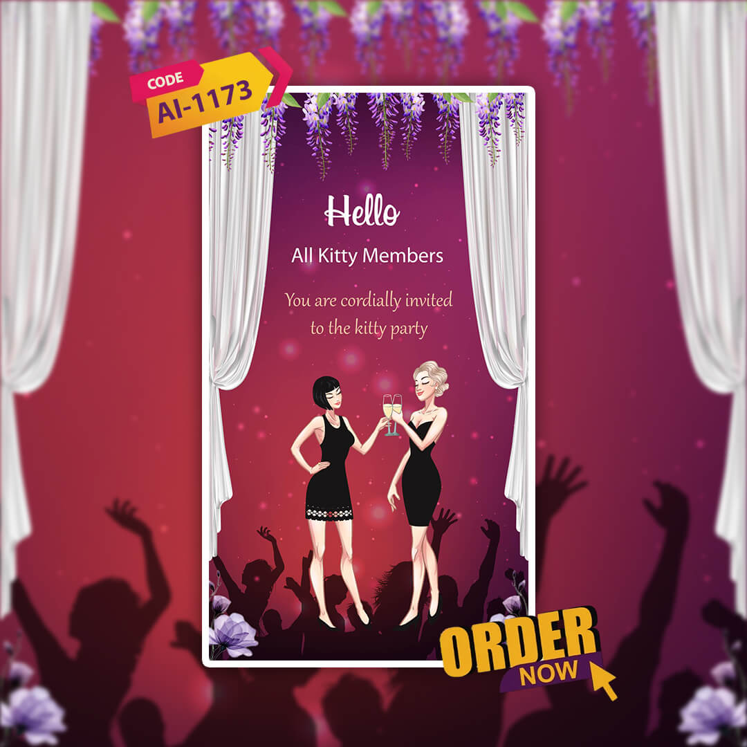Kitty Party Invitation Video | Red Theme | AI-1173