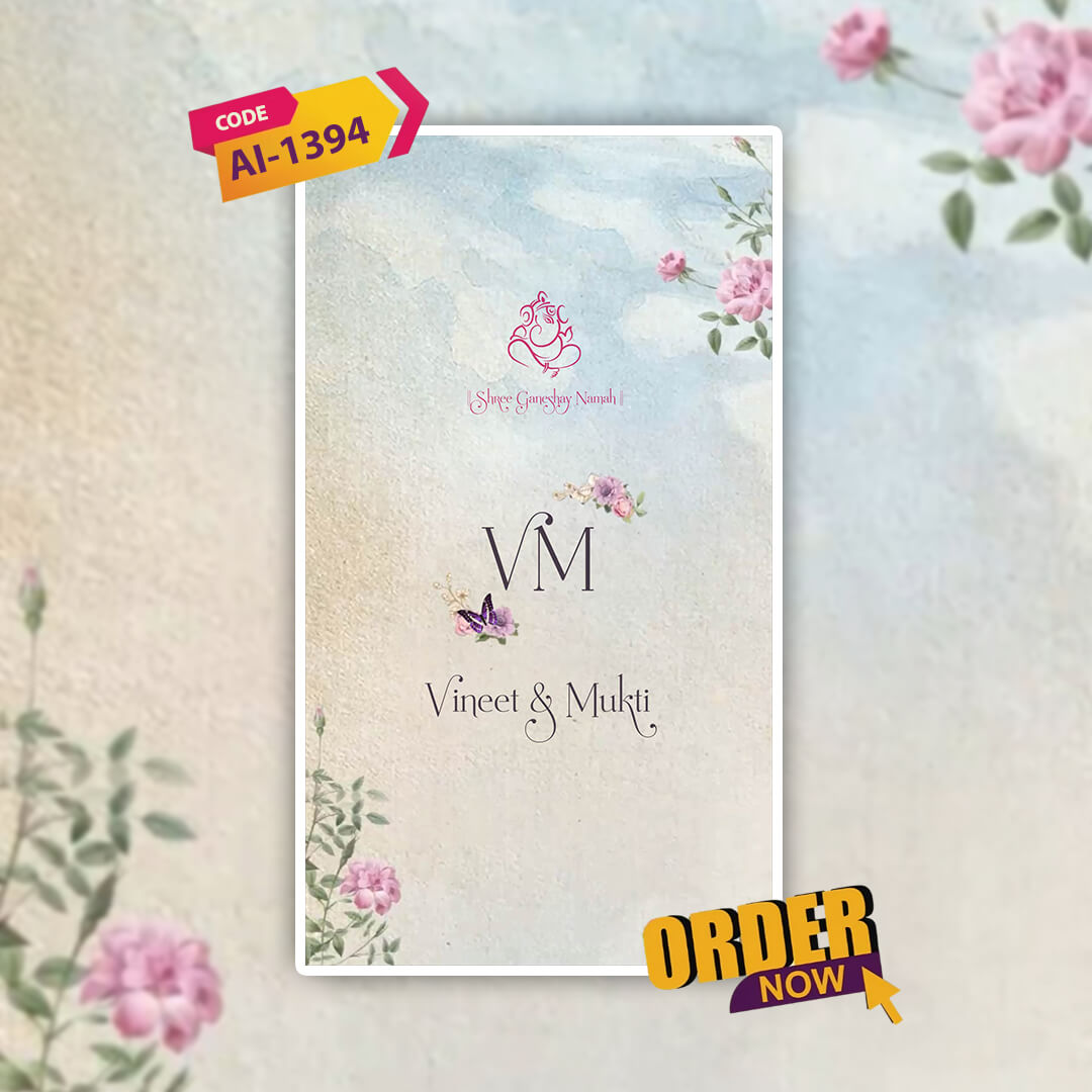 Digital Wedding Invitation Video | Custom Digital E-Invite | AI-1394