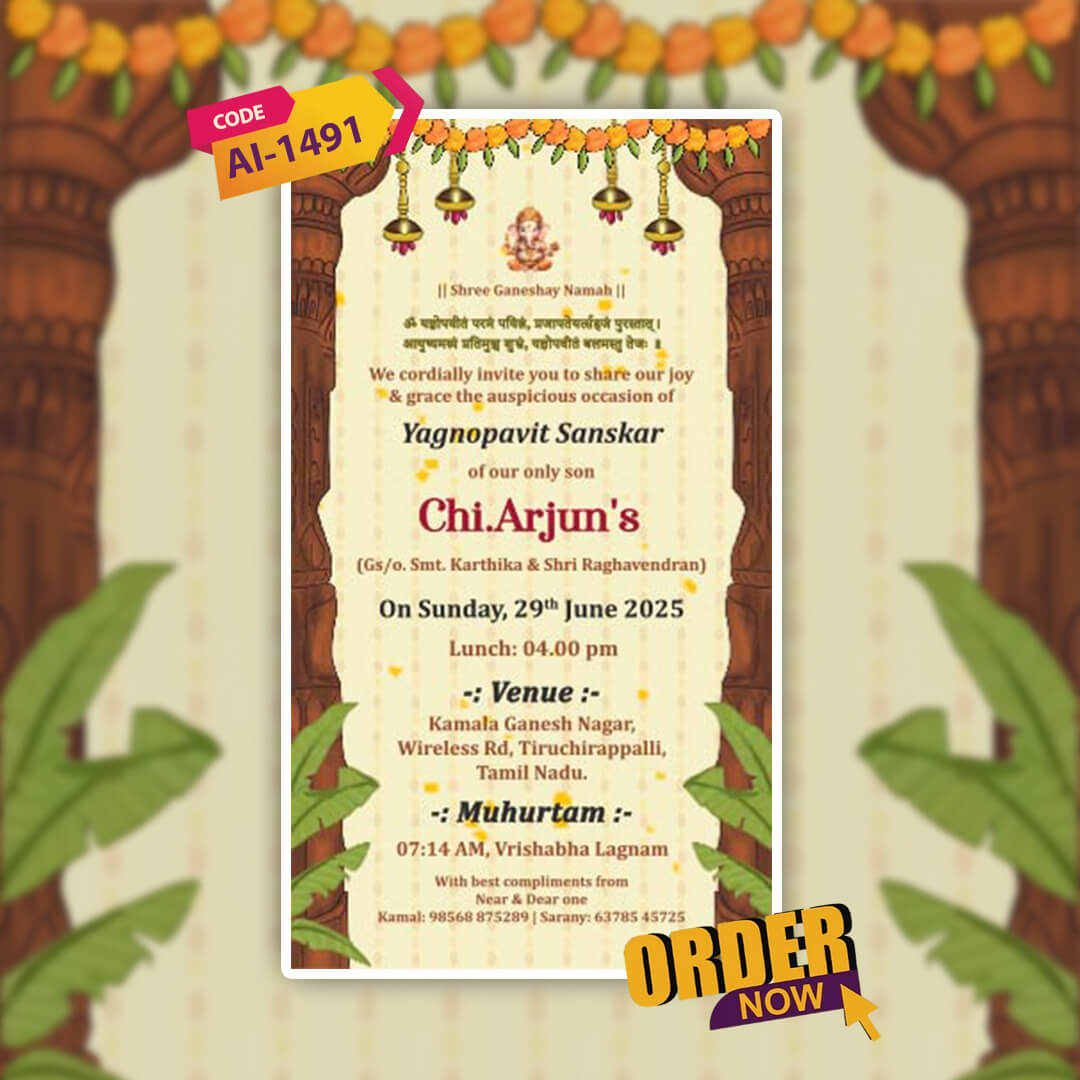Thread Ceremony Invitation Video | Traditional Invitation | AI-1491