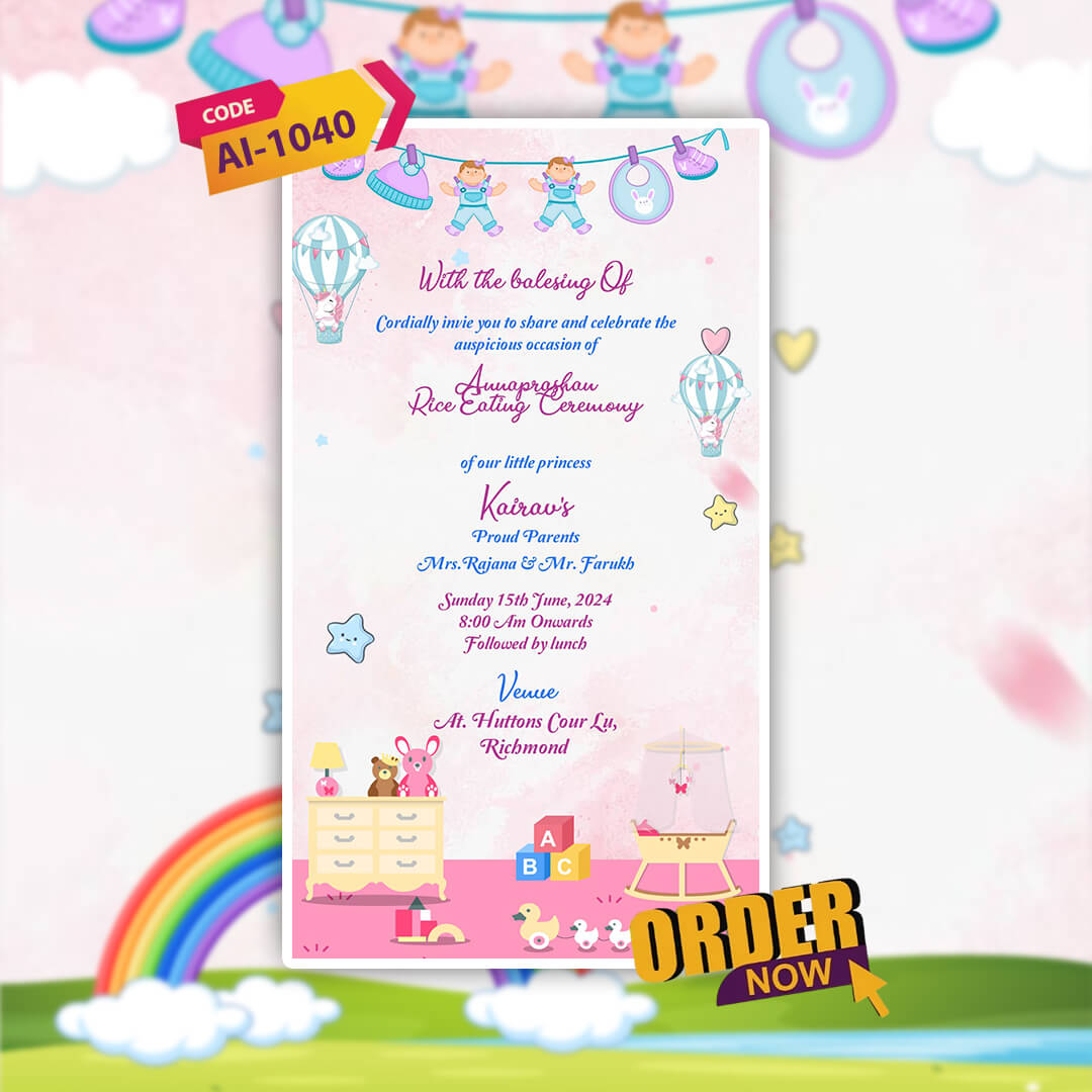 Annaprashan Ceremony Invitation Video | Animated Baby Theme | AI-1040