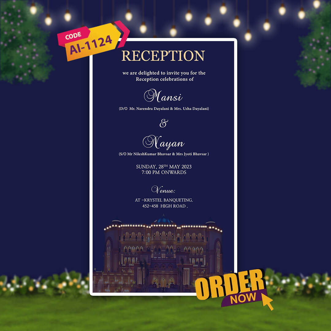 Reception Party Invitation Video | Editable & Unique |AI-1124