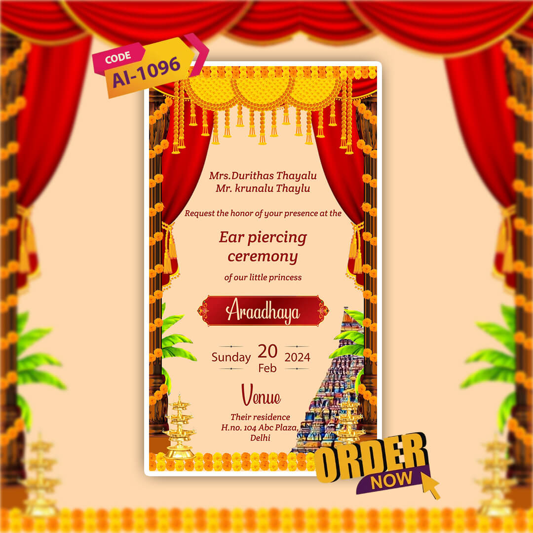 Ear Piercing Ceremony Invitation Video | Blessed Occasion | AI-1096