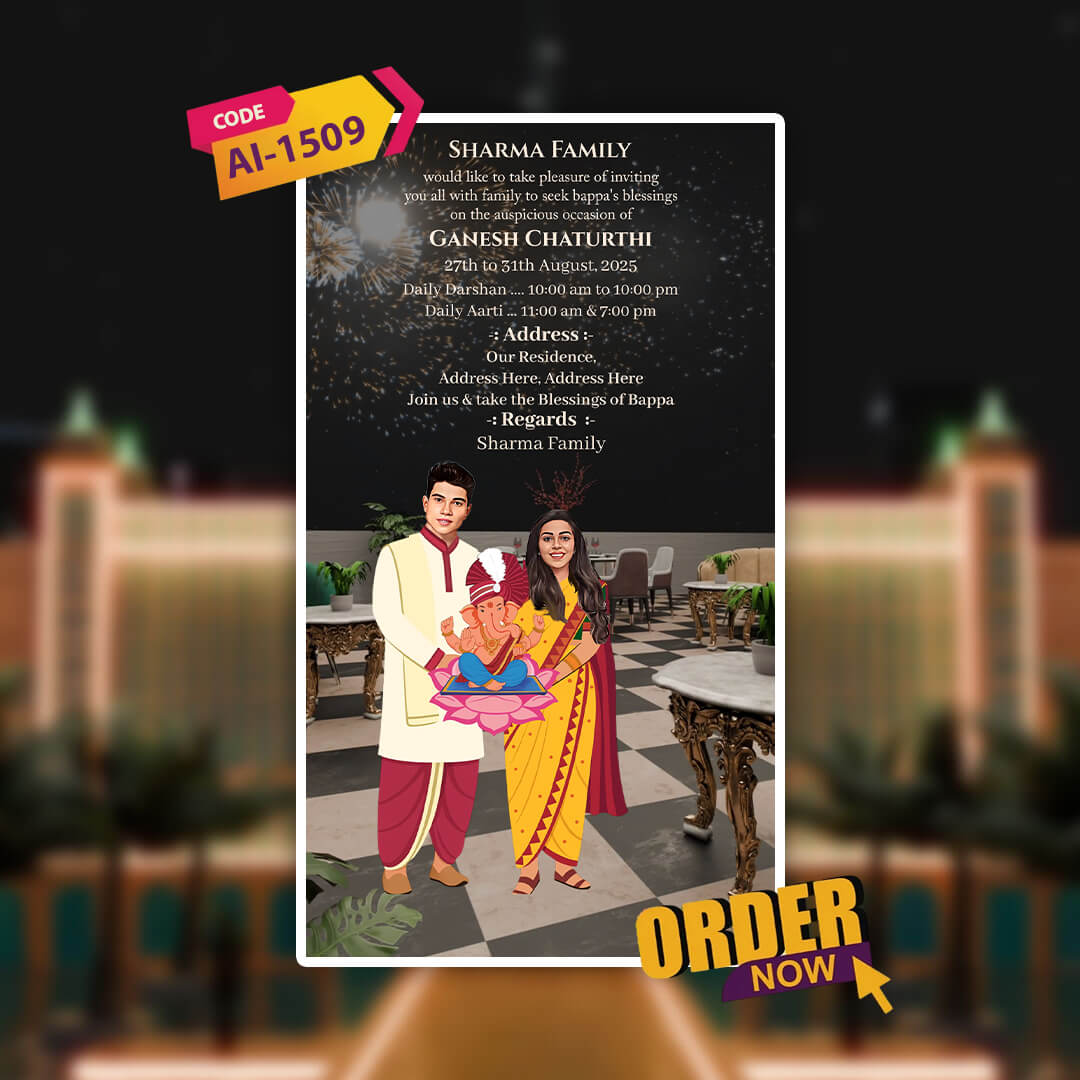 Ganesh Chaturthi celebration with a couple holding a child