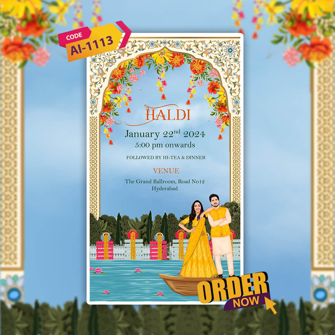 Haldi & Mehendi Ceremony Invitation Video | River Scenery | AI-1113