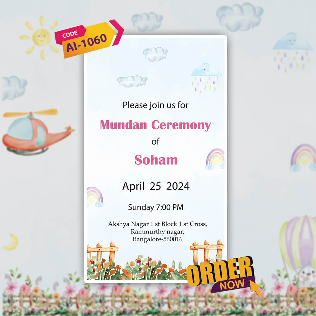 Mundan Ceremony Invitation Video | No Hair Don’t Care |AI-1060