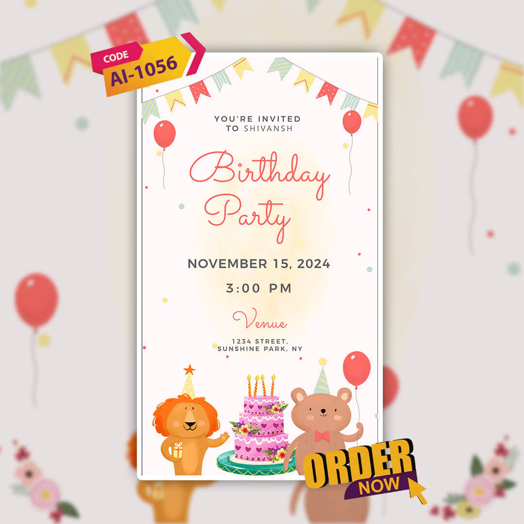 Birthday Invitation Video | Adorable Design | AI-1056