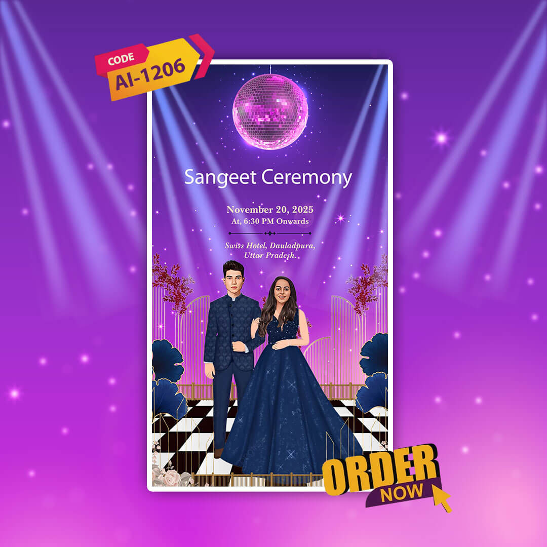 Sangeet Ceremony Invitation Video | Dance Floor | AI-1206