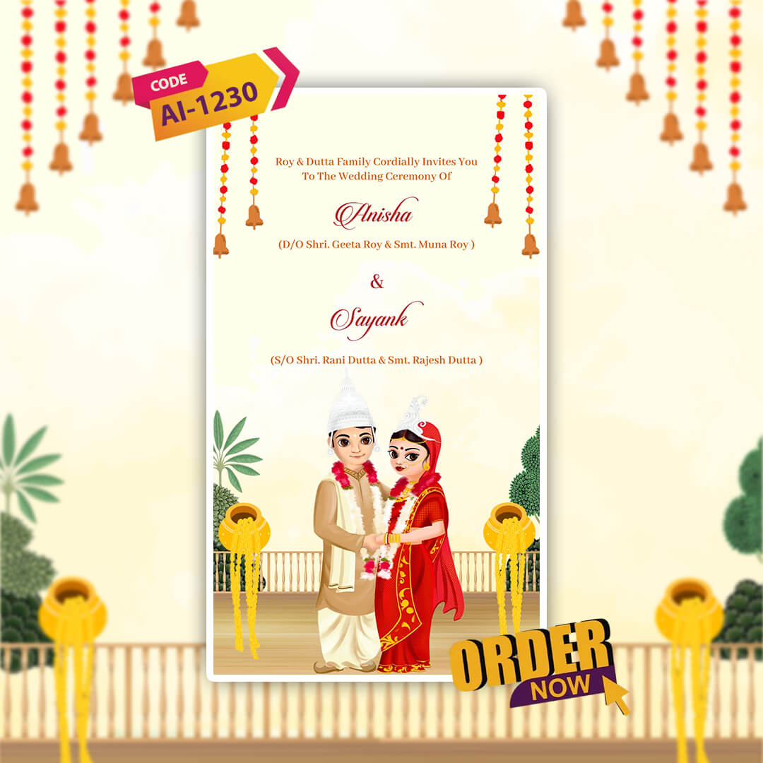 Bengali Wedding Invitation Video | Digital Wedding E-Card | AI-1230