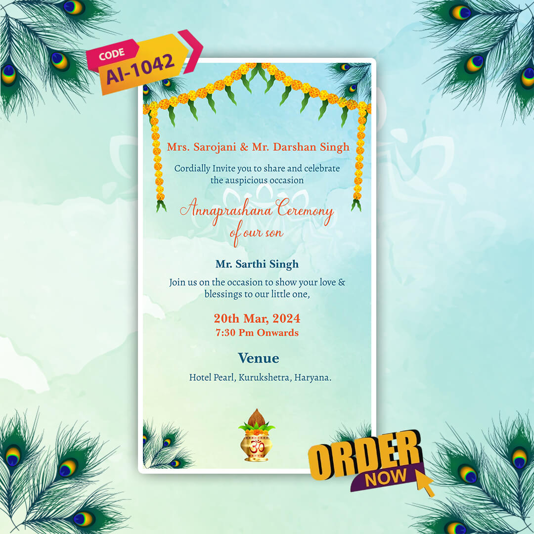 Annaprashan Ceremony Invitation Video | Baby’s First Rice |AI-1042