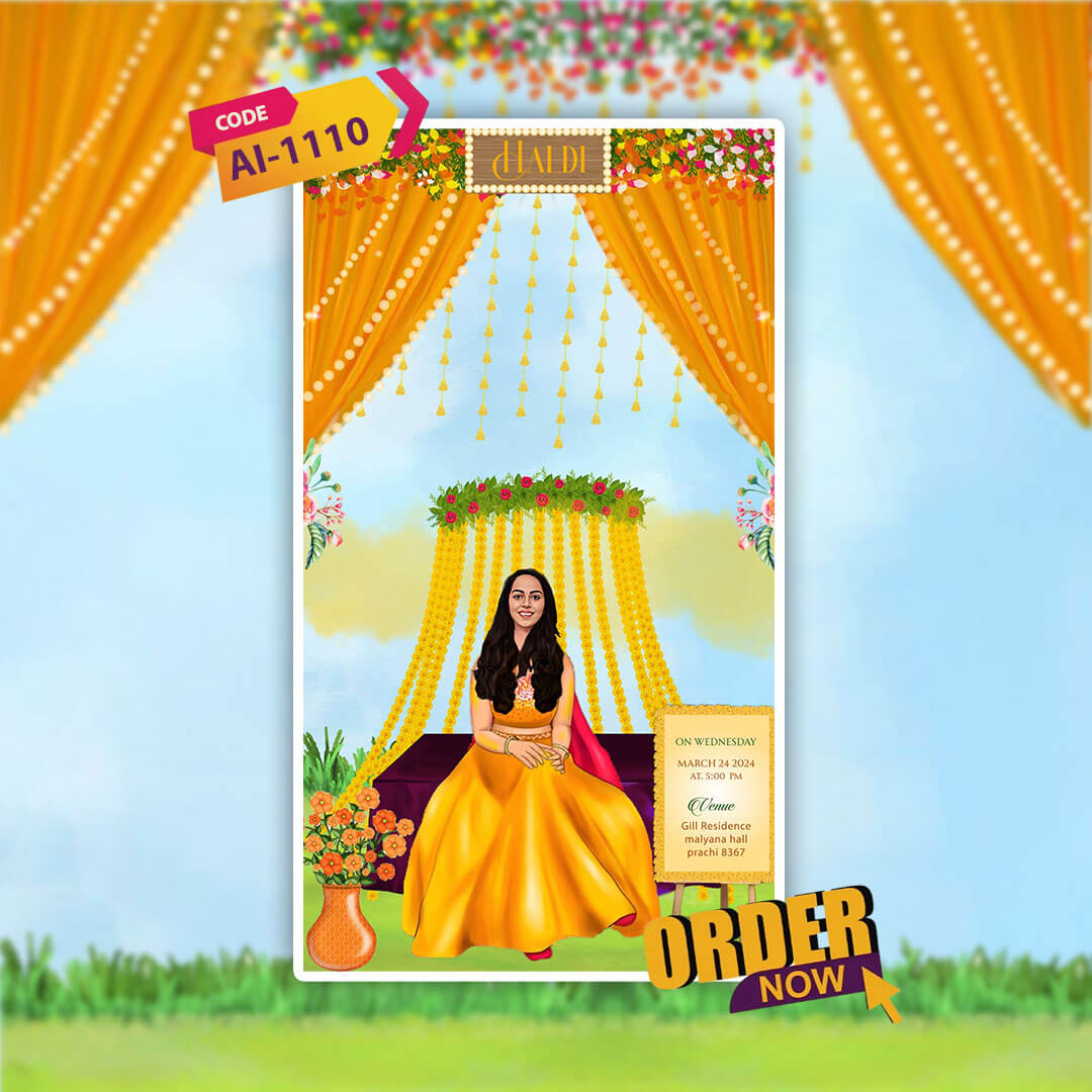 Haldi & Mehendi Ceremony Invitation Video | Decorated Stage | AI-1110