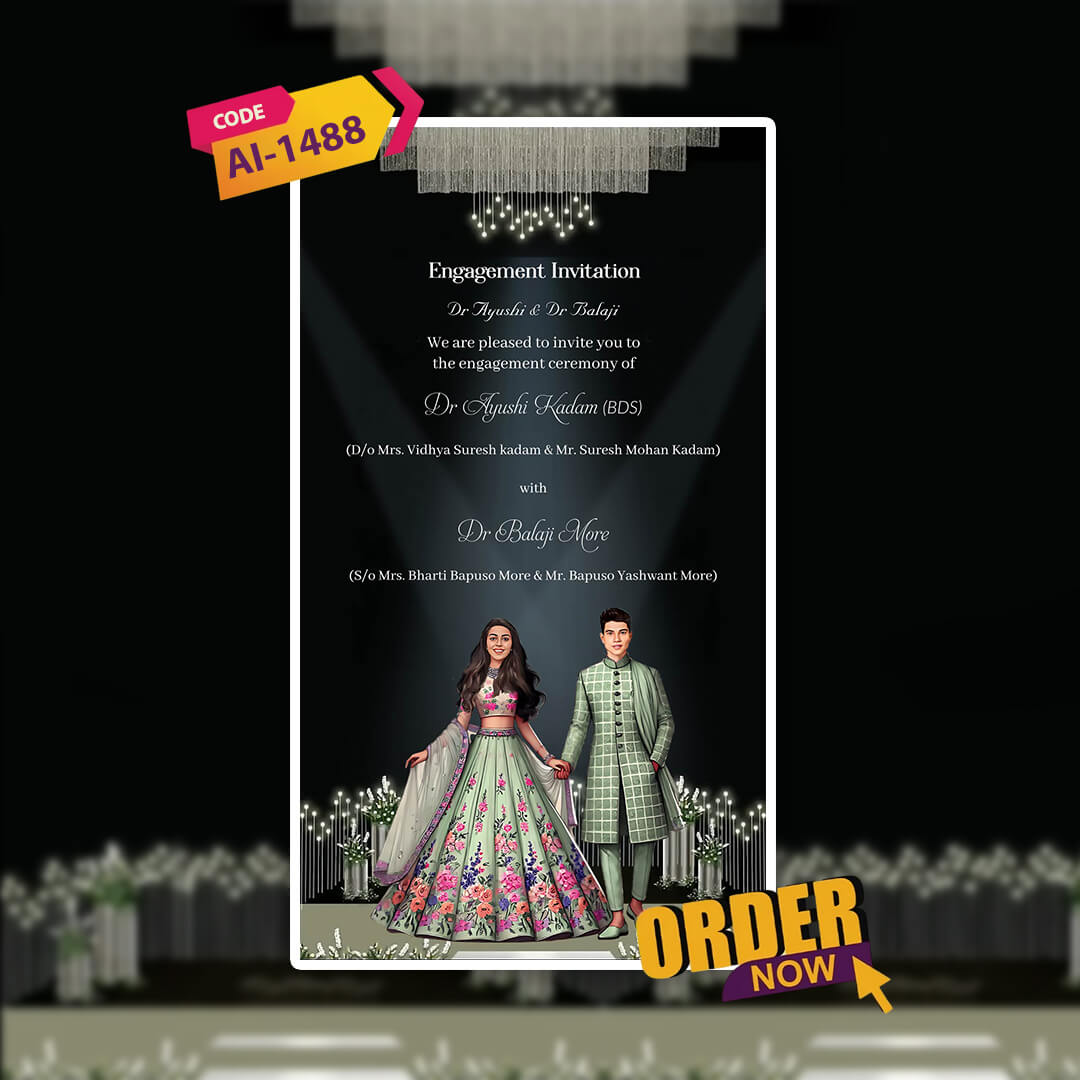 Engagement & Ring Ceremony Video Invitation | Black Theme | AI-1488