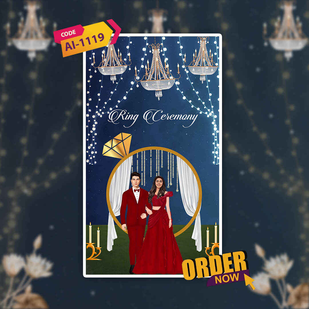Engagement & Ring Ceremony Video Invitation | Navy Blue | AI-1119