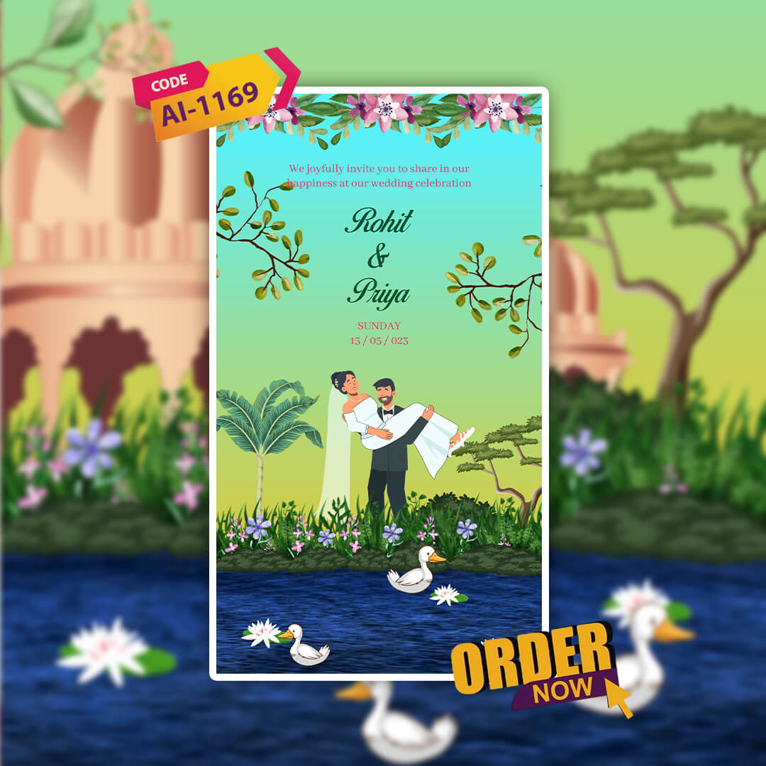 Digital Wedding Video Invitation | Nature-Inspired Design| AI-1169