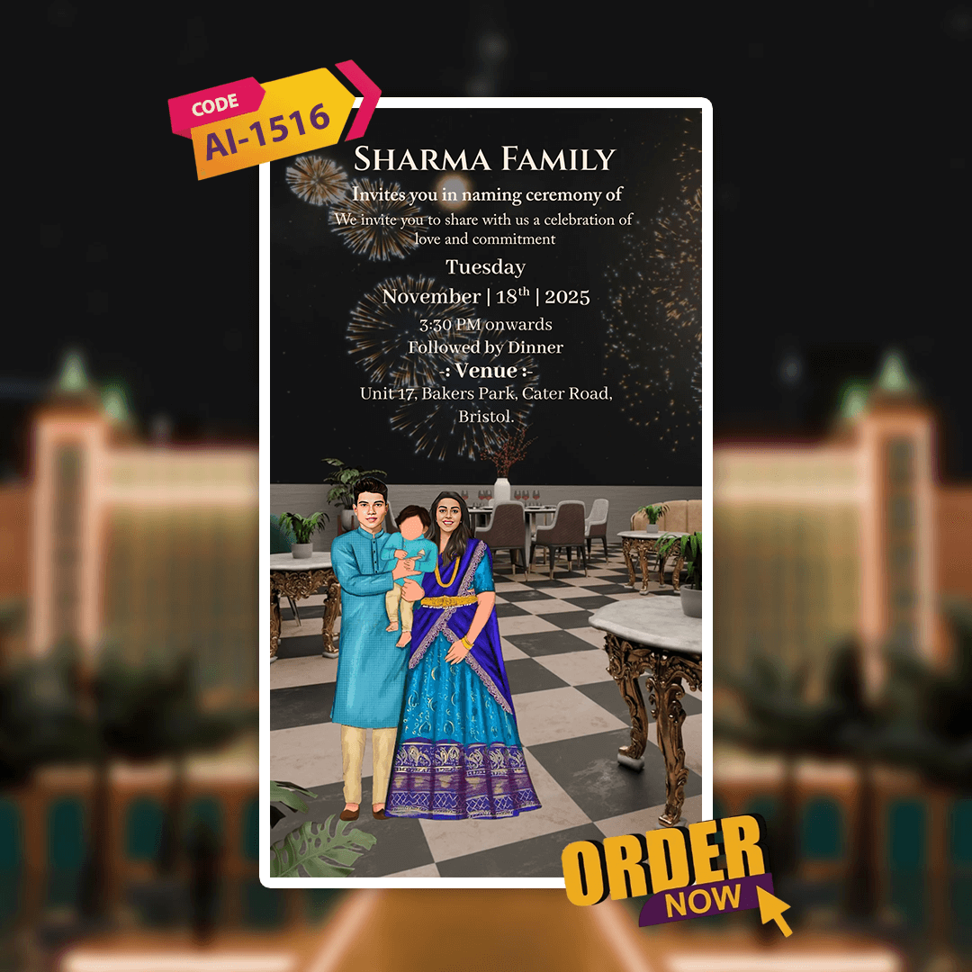 Baby Naming Ceremony | 3D Cradle Ceremony Invitation Video | AI-1516