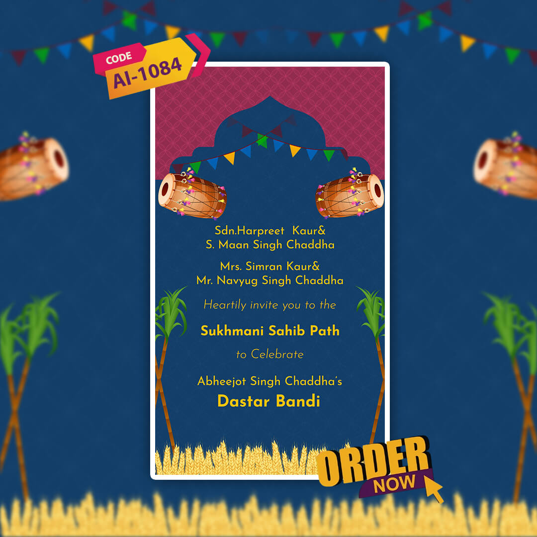 Dastar Bandi Ceremony Invitation Video | Sikh Tradition |AI-1084