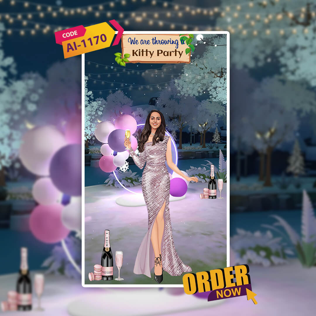 Kitty Party Invitation Video | Wine & Balloons Theme | AI-1170