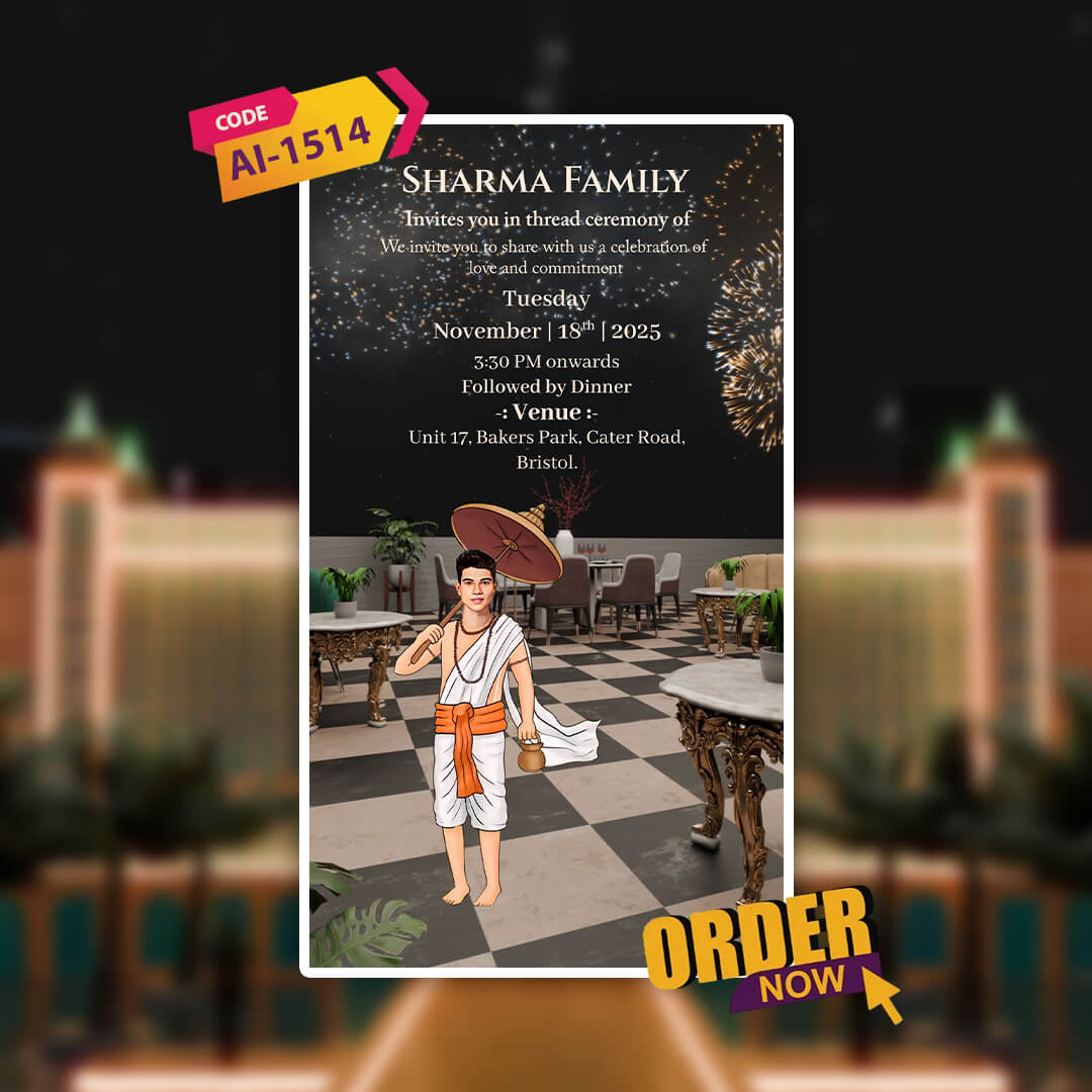 Thread Ceremony 3D Invitation Video | Sacred Elegance| AI-1514