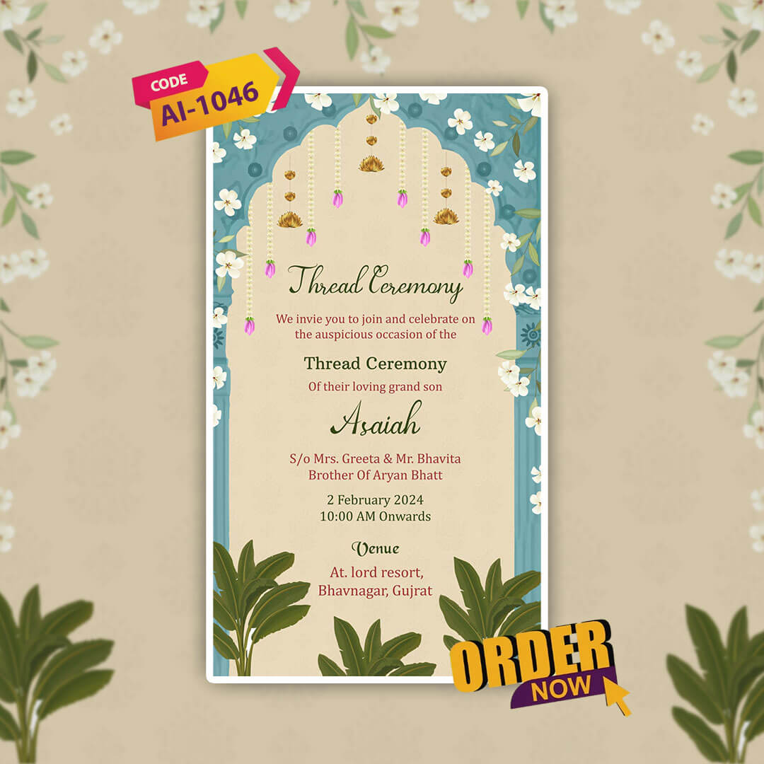 Thread Ceremony Invitation Video | Elegant Digital Invite | AI-1046