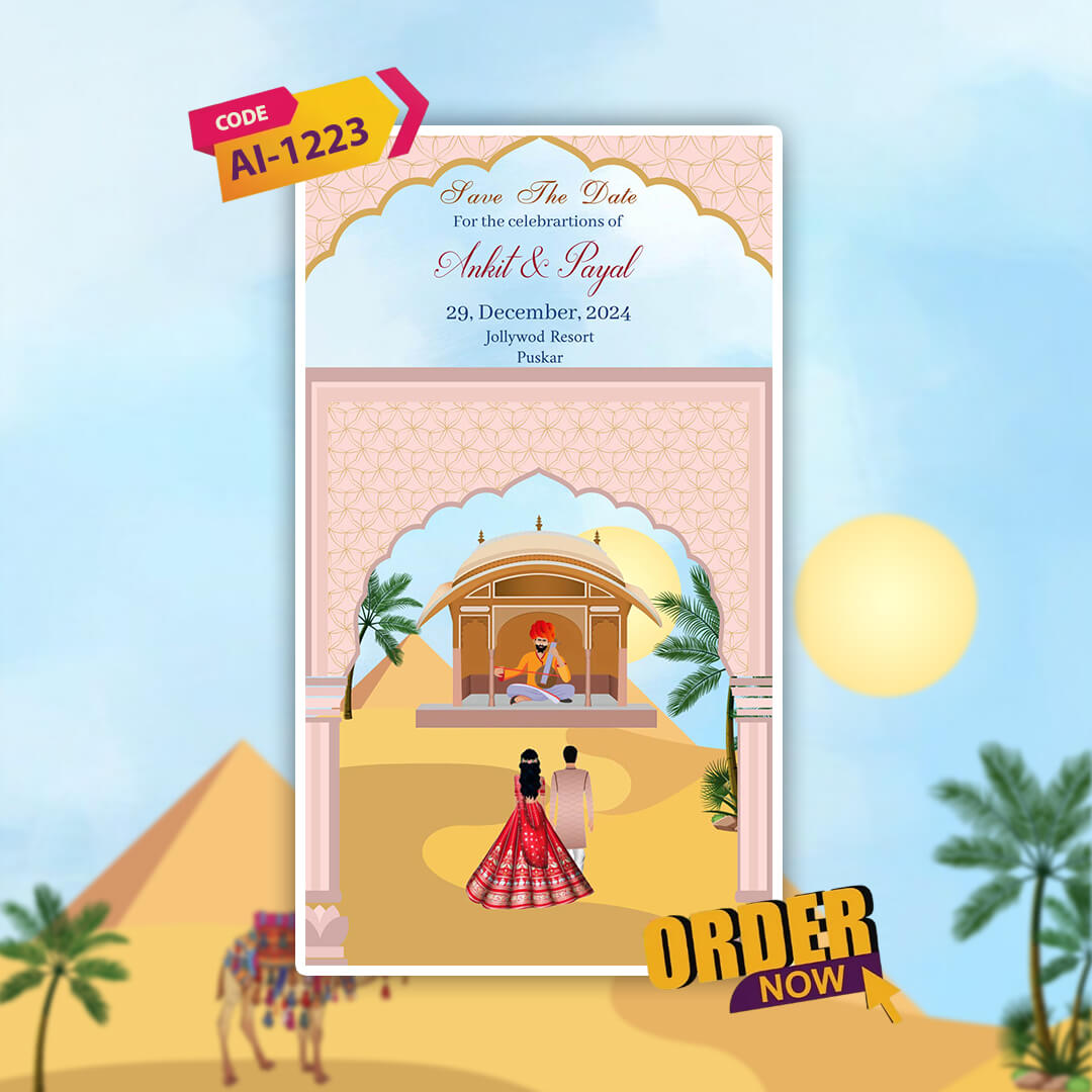 Rajasthani Wedding Invitation Video | Animated Shaadi |AI-1223