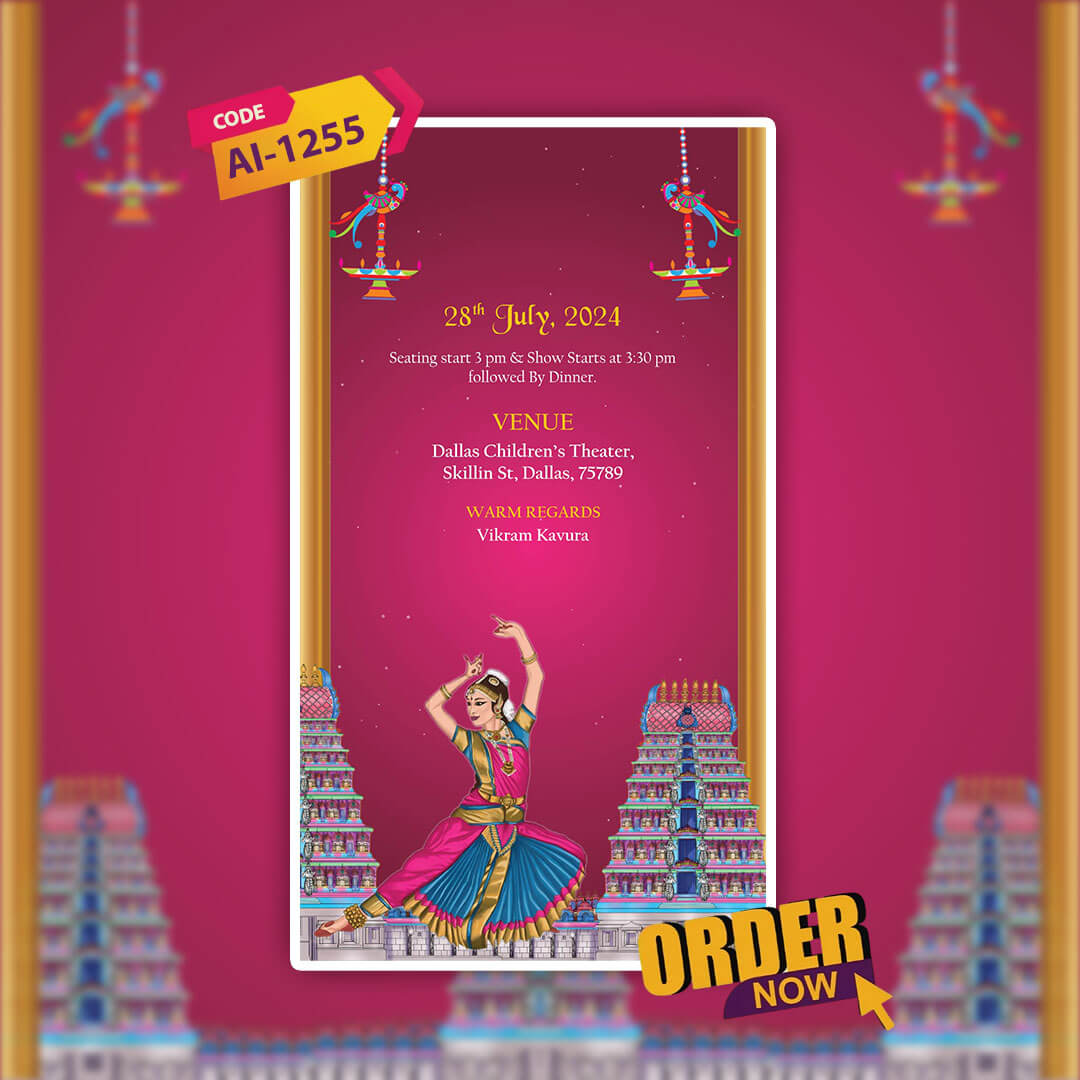 Arangetram Ceremony Invitation Video | Elegant Digital Invite | AI-1255