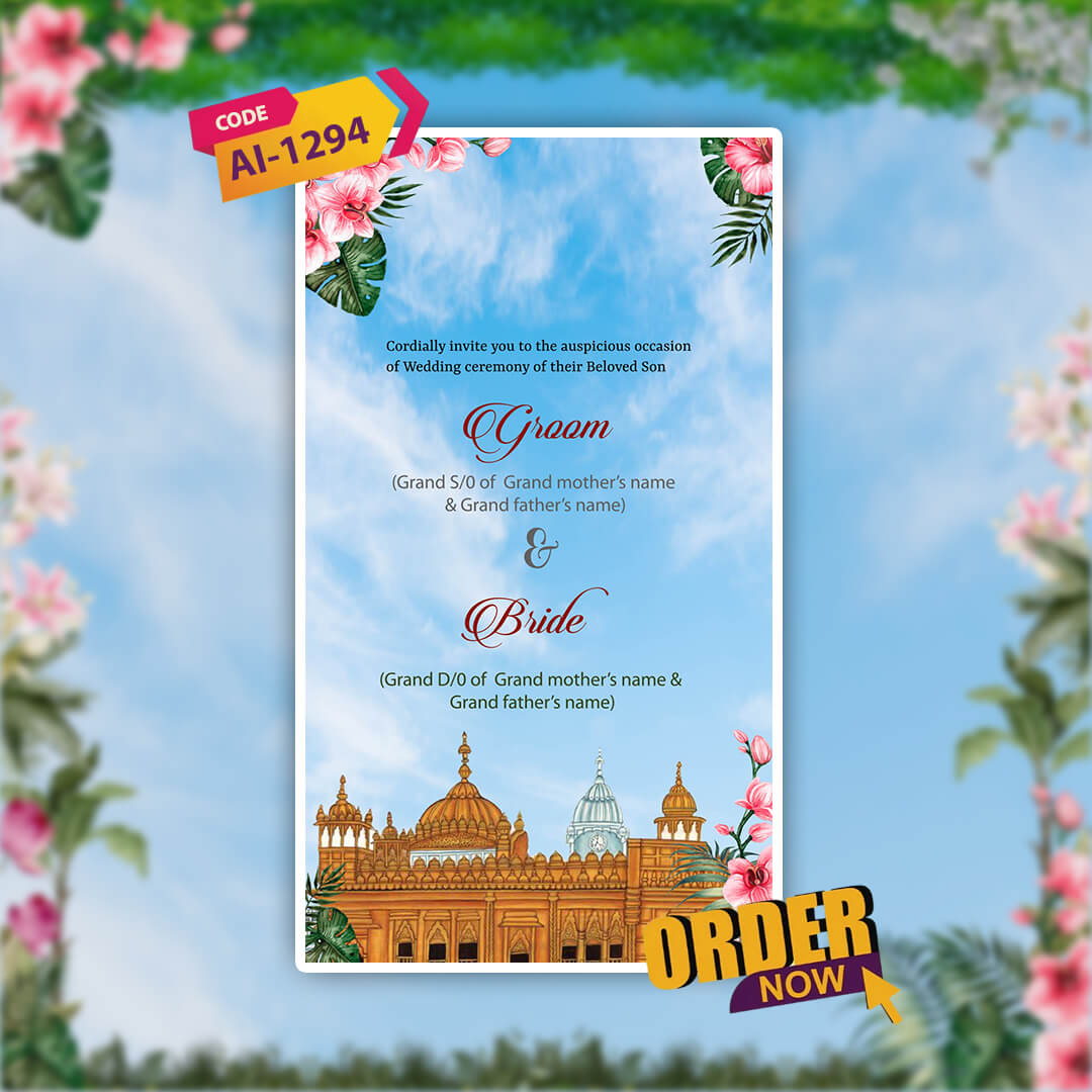 Sikh Wedding Invitation Video | Pink Floral Delight Theme | AI-1294