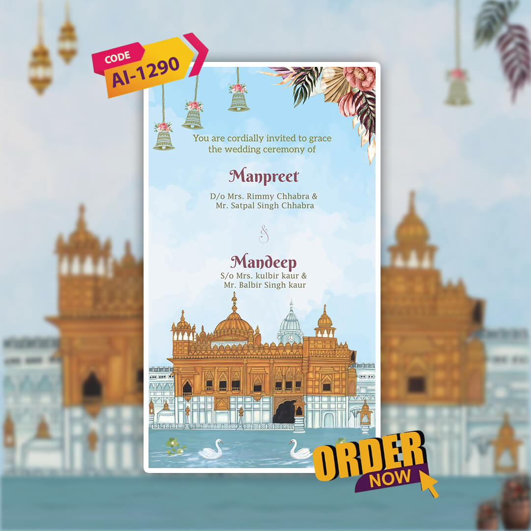 Sikh Wedding Invitation Video | Animated E‑Invite | AI-1290