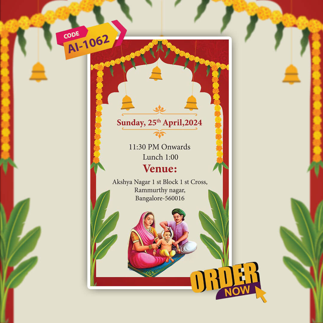 Mundan Ceremony Invitation Video | First Haircut | AI-1062