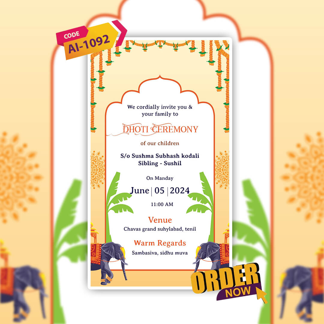 Dhoti Ceremony Video Invitation | Ganesha theme | AI-1092