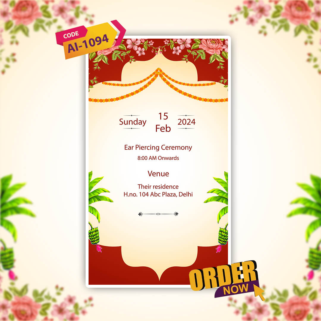 Ear Piercing Ceremony Invitation Video | Cultural Ceremony | AI-1094