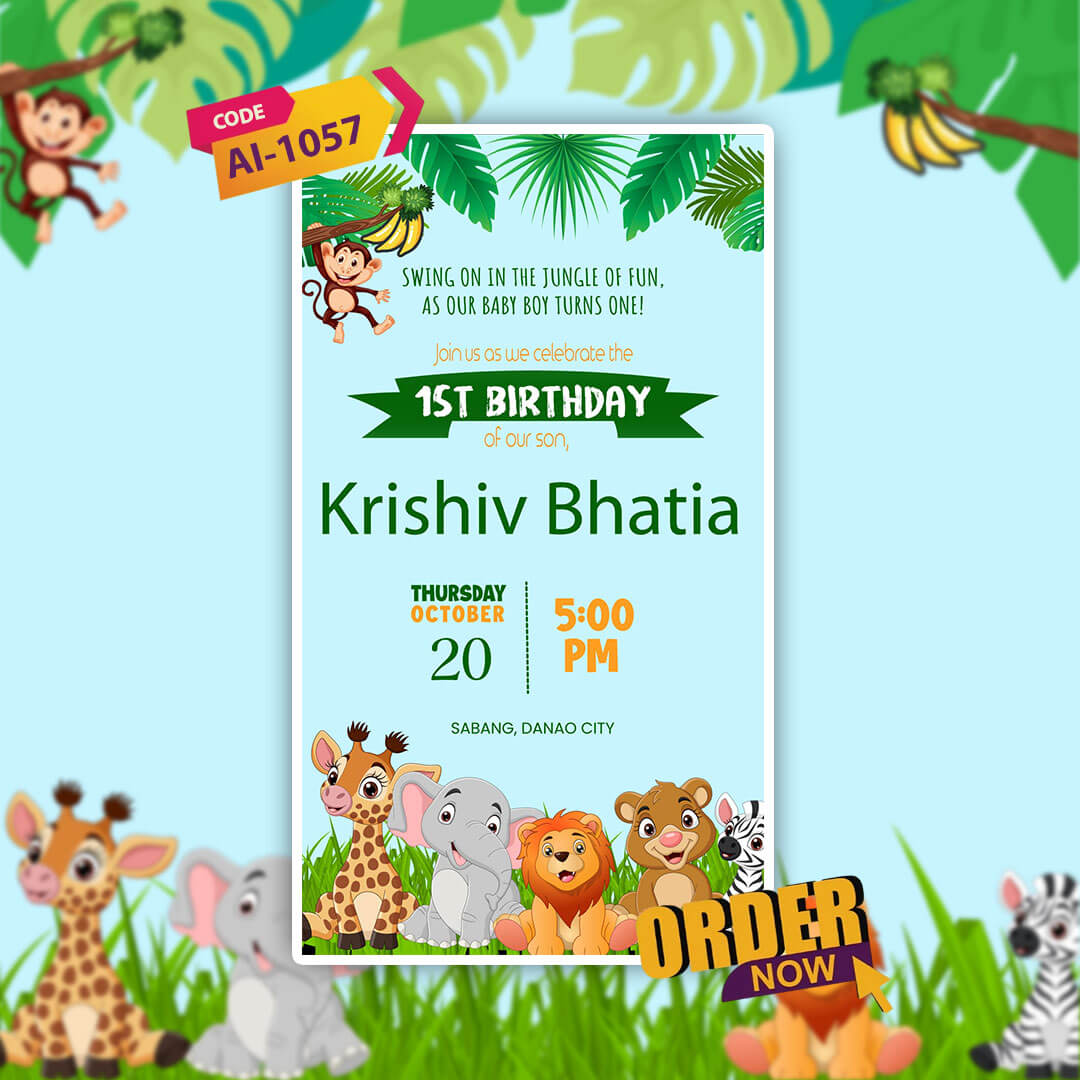 Birthday Invitation Video | Jungle-Themed | AI-1057